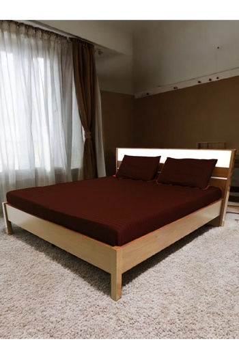 Saf By Arams Hotel Linen King Bed Sheet 3pcs Set, 100% Cotton 250Tc Sateen 2cm Stripe.