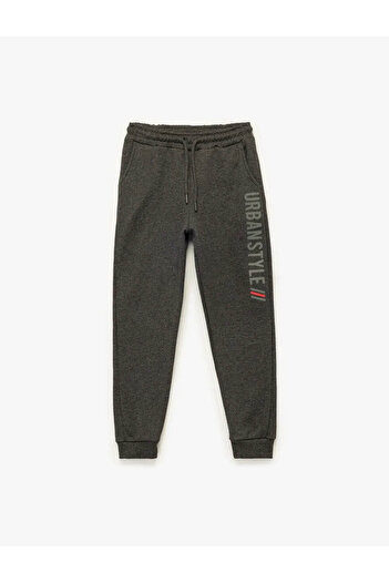 Koton Şardonlu Printed Jogger Anthracite Boys' Sweatpants 6Wkb40096Tk