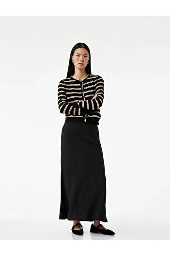 Koton Flared Midi Black Women's Skirt 6Wak70097Uw