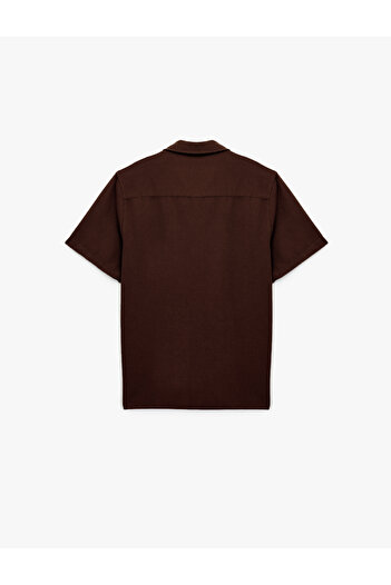 Koton Regular Fit Linen Blend Short Sleeve Apache Collar Shirt