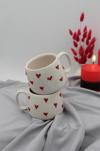 Inspire Ceramic Handmade Ceramic Red Heart Mug Cup