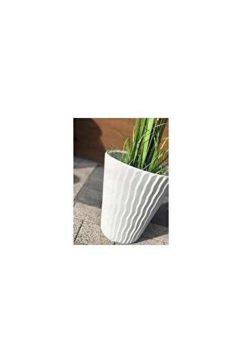 Prosperplast Decorative flower pot, round, white, 29.733 cm, Sandy