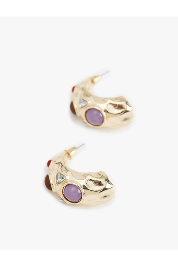 Koton Multi-Colored Stone Detailed Hoop Earrings