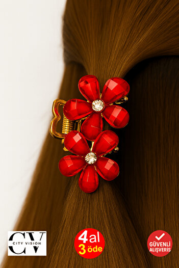 cityvision Red Stone Flower Metal Latch Buckle 4 cm