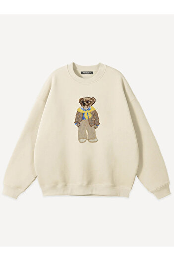 Mad&Calf Φούτερ Unisex Teddy Guy με στάμπα με λαιμόκοψη Oversize