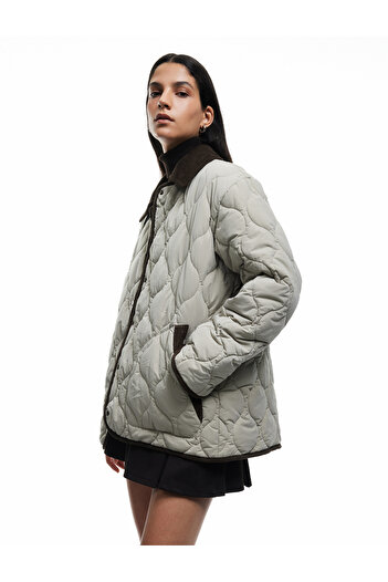 Koton Long Sleeve Classic Collar Snap Button Pocket Quilted Jacket