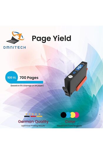 Generic Omni Tech 920 XL Cyan Ink Cartridge - Compatible with Ink HP OfficeJet Pro 6000, 6500a, 7000, 7500a