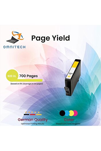 Generic 920XL Yellow Ink Cartridge - Compatible with Ink HP OfficeJet Pro 6000, 6500a, 7000, 7500a (Yellow)