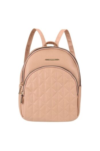 EXCLUSIV Beige Women's Backpack with Zipper