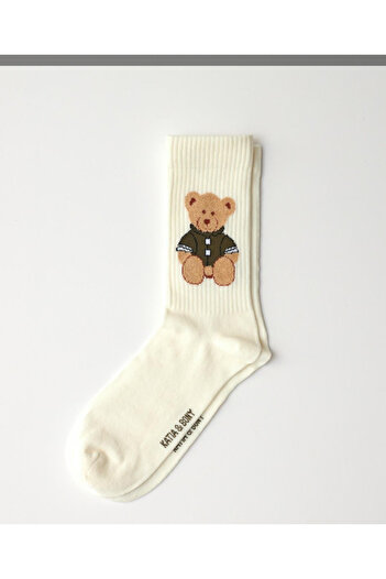 Katia&Bony Teddy Patterned Socks Ecru