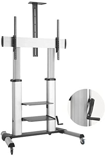 HAMOOD TV SA Classic Professional Floor TV Stand 60-100 Inches Adjustable with Crank Handle