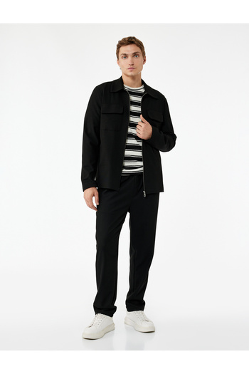 Koton Viscose Blend Winter Trousers with Pocket Detail and Elastic Waist