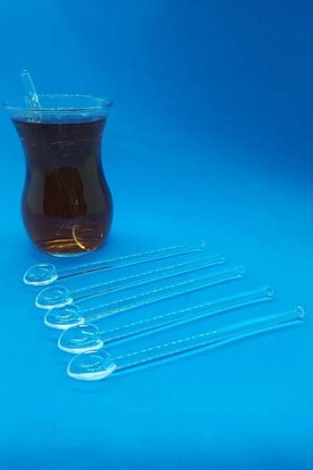 oftenadmire Glass Tea Spoon, 6 Pieces Gift Dowry Set, Spoon with Box for Home Office Workplace Use.