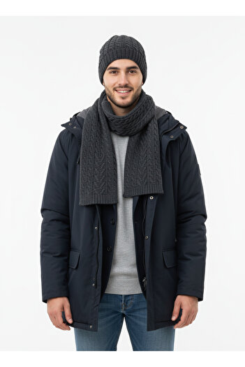 derikem Men's Wool Winter Knitted Beanie Scarf Two-Piece Set
