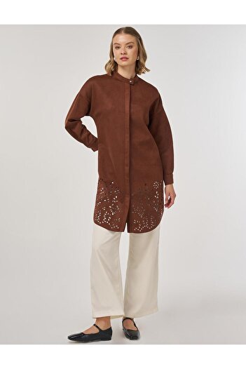 Kayra Laser Cut Suede Tunic Camel