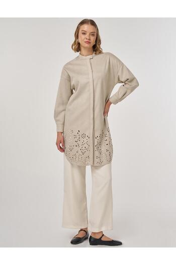 Kayra Laser Cut Suede Tunic Stone