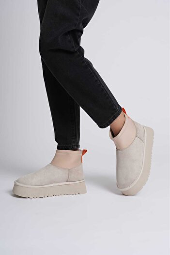AYAKKABİSEPETİ Thick Sole Mini Boots Stretch Suede Boots