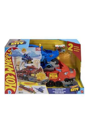 mattel Hot wheels city supreme transporter with 2 dragons, children ages 4 to 8 years