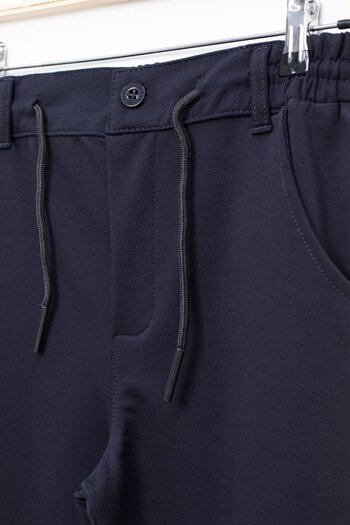 Cansın Mini Navy Blue Double Leg Lace-Up Waistband Boys' Fabric Trousers 22678