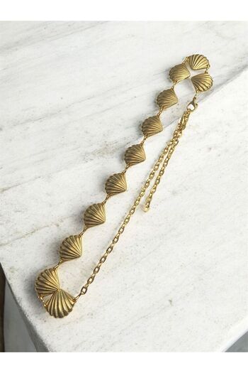 Kemerix Women's Original Tarnish-Resistant Gold Chain Belt with Seashell Details