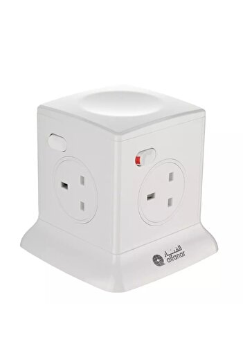 Alfanar Power Extension Tower, 13A, 4 Sockets, 2.5M, White