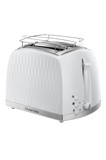 RUSSELL HOBBS 26060-56 Bread Toaster, 850W, 2 Slices, High Lift, Wide Slots, Defrost, White