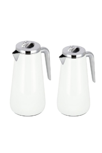 Dallaty Eve set of 2 steel vacuum flask white & chrome