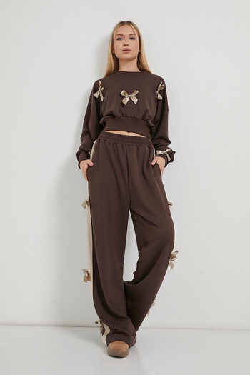Arma Life Women's Crop Sweat&Jogger Pants Bow Double Set