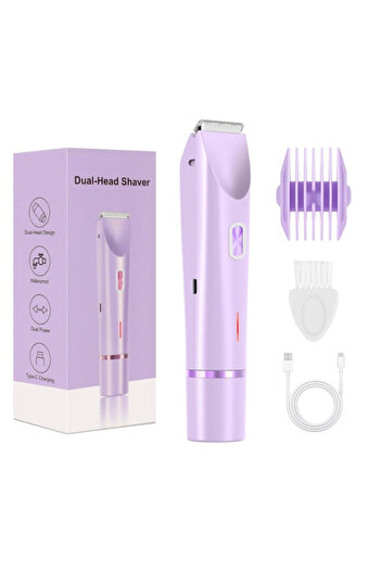 Choice1 Purple Electric Razors for Women 2in1 Bikini Trimmer Facial Mustache Shavers for Ladies Body Underar