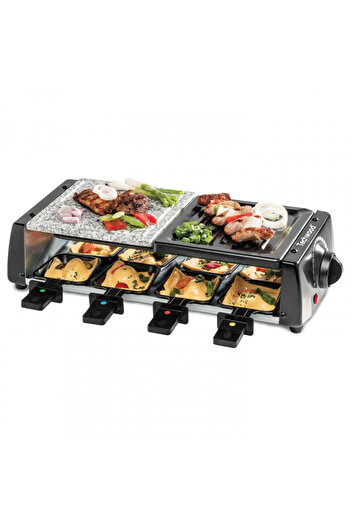 Techwood Racletă și grătar TRGP-896, 1200W, Termostat, 8 mini raclete, Protecție dublă, Negru