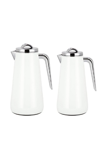 Dallaty Eve set of 2 steel vacuum flask white & chrome