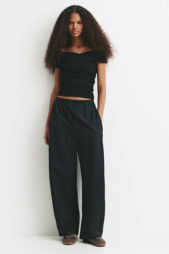 Pull & Bear Surplice Bardot neckline top