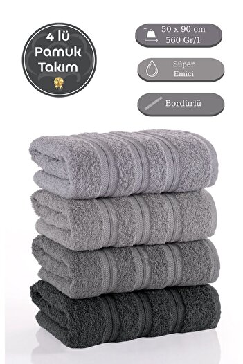 Acacia 4-Piece Towel Set High Absorbent Gla - Gray Tones 50X90 cm
