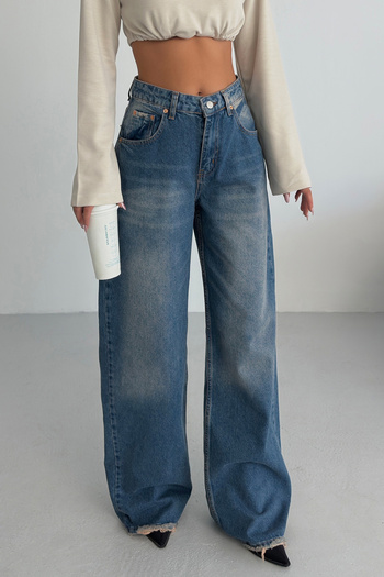 DPARİS Palazzo Jeans with Belt Buckle on the Back