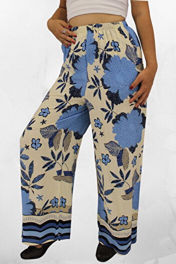 MİNUSA DESİGN Relaxed Fit Elastic Waist Double Pocket Loose Leg Viscose Fabric Women's Pants