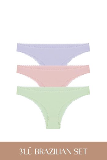 Feu De Elu Set de chiloți din bumbac brazilian Cotvie, 3 culori, LMG