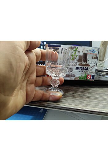 ORTAKÖY CENNETİ Footed Elysia Glass Coffee Side Water Glass Presentation Set of 6, 65 Cc Capacity, 9 cm Rim, 5 cm Rim