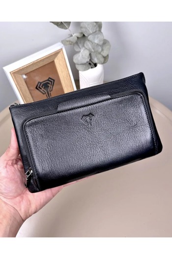Fil Deri Genuine Leather Zippered Men's Handbag with Grip Strap 2113