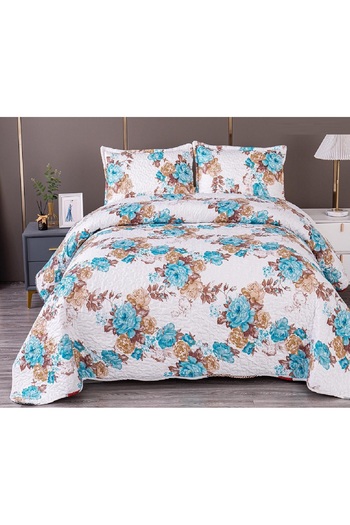 CHIRASO Microfiber Quilted Duvet Set, 2-Sided, 3-Piece, Duvet Cover 220x240cm, 2 Pillowcases