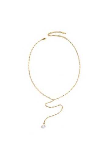 KESNUP Pearl necklace, at the base of the neck, White / Rose Gold