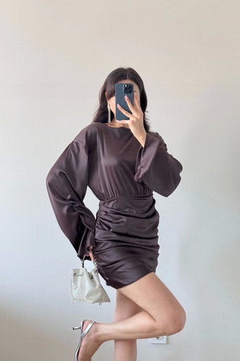 Eka Women's Brown Gathered Dress 1041-3751