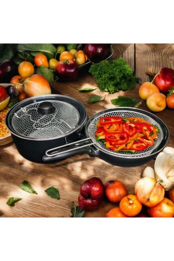 Zarif İnci Enameled Frying Pots and Pans Set of 2 Induction Compatible 26 cm Vok Pan and 24 cm Frying Pan