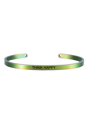 Pursehuit Adjustable bracelet, green, gradient, engraved THINK HAPPY, Asdis C1