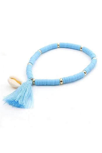 Pursehuit Brățară albastră, cu ciucure și scoică, pe elastic, Mariela C1