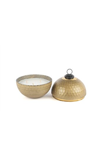 Mikasa Moor Gold Kapaklı Cam Mum Espresso Martini 12x13cm