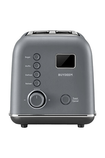 BUYDEEM Prăjitor de pâine DT730E, 900W, 2 sloturi, 9 programe și niveluri, Inox, LCD, Indicatori, Gri
