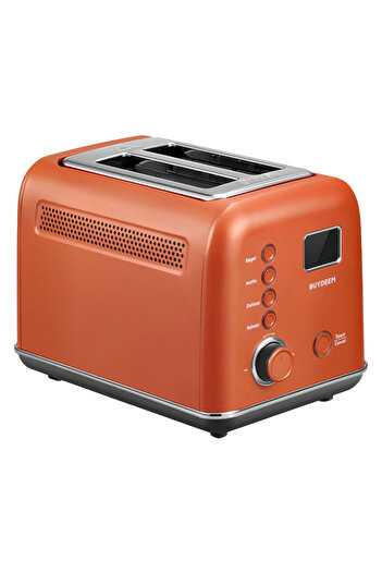 BUYDEEM Prăjitor de pâine DT730E, 900W, 2 sloturi, 9 programe și niveluri, Inox, LCD, Indicatori, Portocaliu