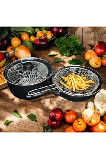 Zarif İnci Enameled Frying Pots and Pans Set of 2 Induction Compatible 26 cm Vok Pan and 24 cm Frying Pan