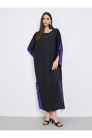 Take Two By Styli Black Lace Insert A-Line Abaya