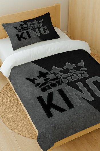Else Dekor King Kral Gray Patterned Cotton Satin Single Duvet Cover Set 160X220Cm